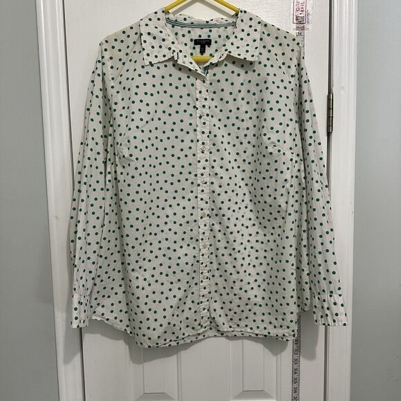 Talbots Green Polka Dots button down shirt women 2X - Picture 1 of 7